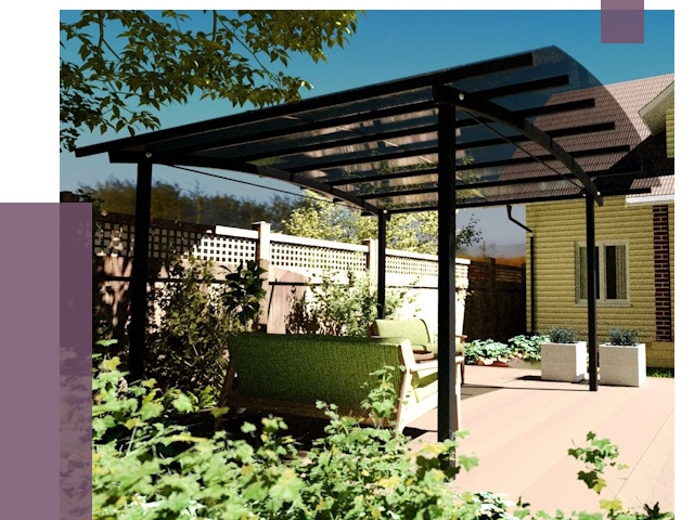 Навесы для террасы в Дзержинском от 13048 руб. под ключ | ПРОЛЁТ-Дзж