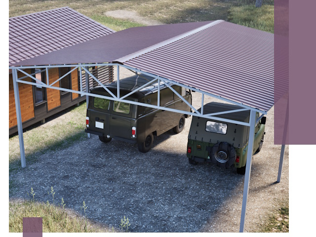 Двускатные навесы под ключ в Дзержинском — изготовление и монтаж