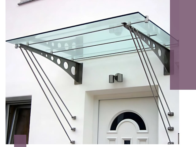 Козырьки над входом под ключ в Дзержинском — изготовление и монтаж