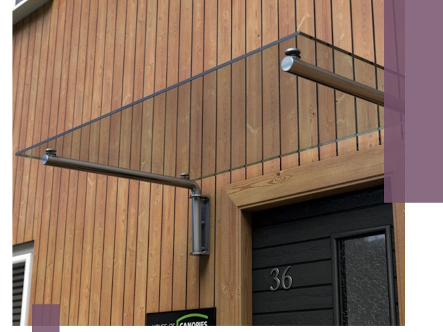 Стеклянные козырьки на входы и фасады в Дзержинском