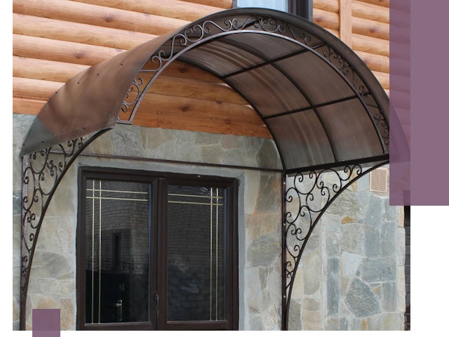 Арочные козырьки под ключ в Дзержинском: изготовление и монтаж